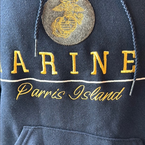 NWT Navy and Gold / Yellow USMC Marines Parris Island Hoodie - Small - Picture 9 of 9